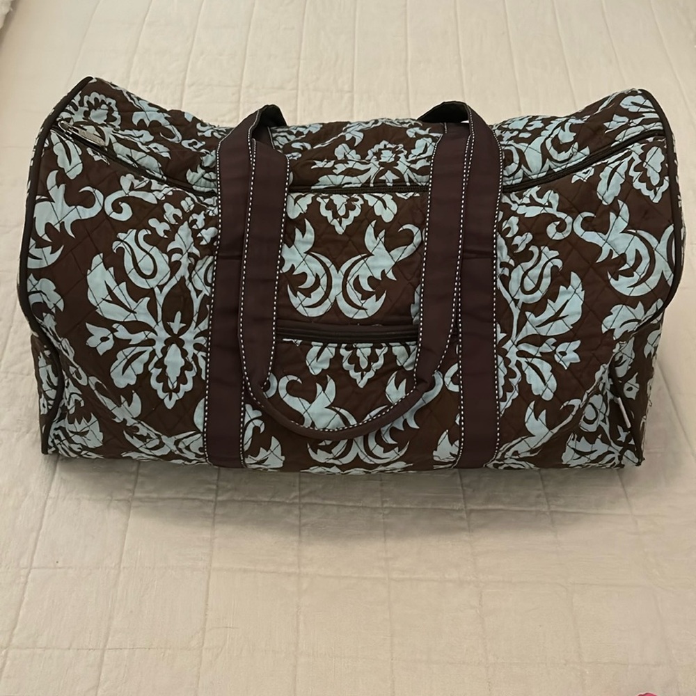 Duffel bag. Medium. Brown and blue.